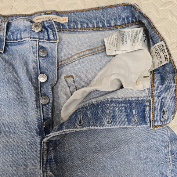 Levi's Jeans Womens 26 Premium Ribcage Crop Flare High Rise Raw Hem Comfort - Picture 10 of 14